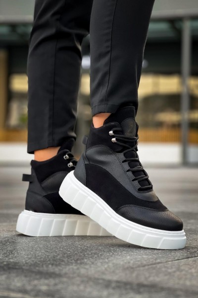 Knack Yüksek Taban Bot 104 Siyah (Beyaz Taban)