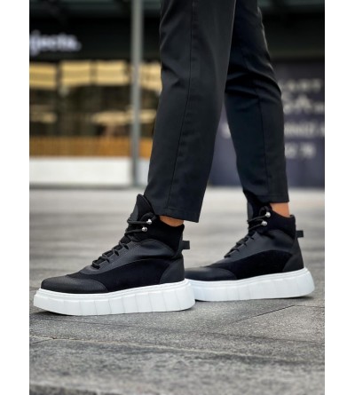 Knack Yüksek Taban Bot 104 Siyah (Beyaz Taban)