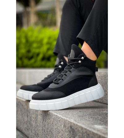 Knack Yüksek Taban Bot 104 Siyah (Beyaz Taban)