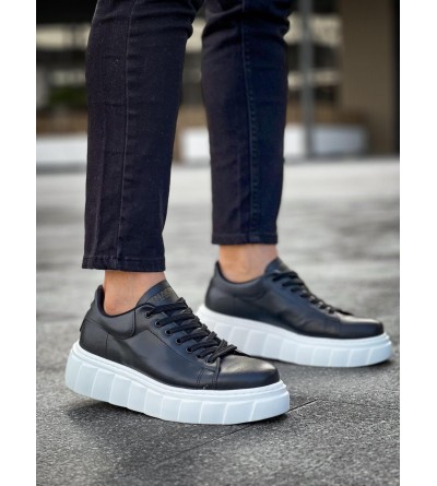 Knack Yüksek Taban Günlük  Ayakkabı 144  Siyah (Beyaz Taban)