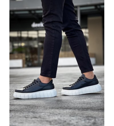 Knack Yüksek Taban Günlük  Ayakkabı 144  Siyah (Beyaz Taban)