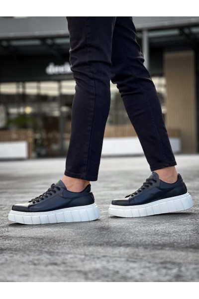 Knack Yüksek Taban Günlük  Ayakkabı 144  Siyah (Beyaz Taban)