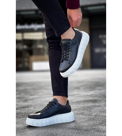 Knack Yüksek Taban Günlük  Ayakkabı 144  Siyah (Beyaz Taban)