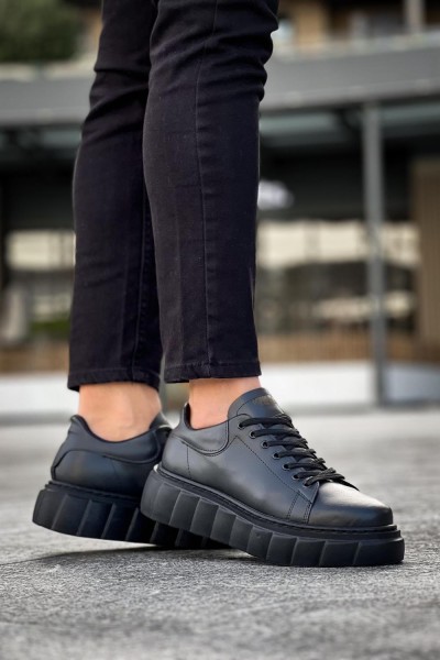 Knack Yüksek Taban Günlük  Ayakkabı 144  Siyah (Siyah Taban)