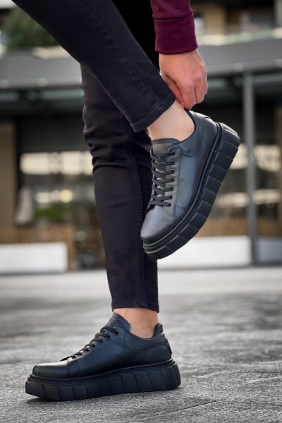 Knack Yüksek Taban Günlük  Ayakkabı 144  Siyah (Siyah Taban)