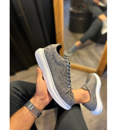 Knack Yüksek Taban Harf Desenli Günlük Ayakkabı 047 Gri