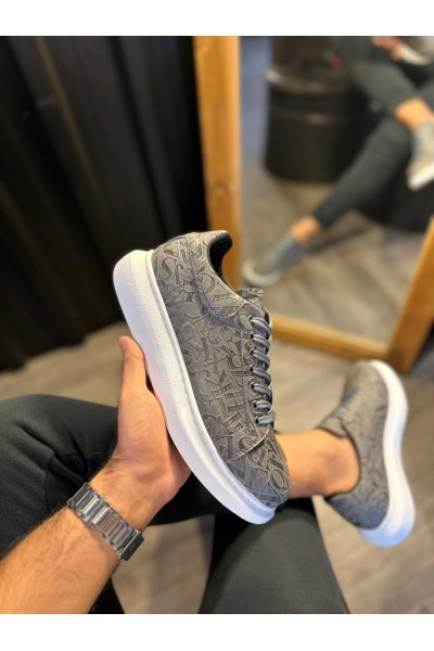 Knack Yüksek Taban Harf Desenli Günlük Ayakkabı 047 Gri