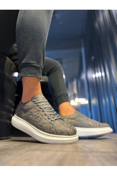 Knack Yüksek Taban Harf Desenli Günlük Ayakkabı 047 Gri