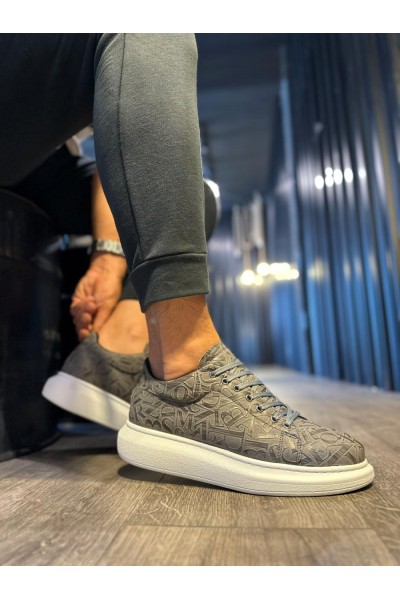Knack Yüksek Taban Harf Desenli Günlük Ayakkabı 047 Gri