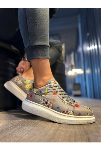 Knack Yüksek Taban Renkli Baskılı Günlük Ayakkabı 046 Gri