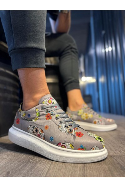 Knack Yüksek Taban Renkli Baskılı Günlük Ayakkabı 046 Gri
