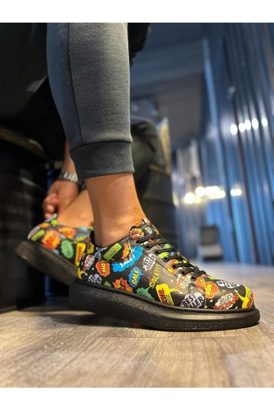 Knack Yüksek Taban Renkli Baskılı Günlük Ayakkabı 046 Hot