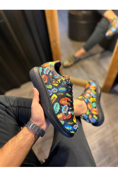 Knack Yüksek Taban Renkli Baskılı Günlük Ayakkabı 046 Hot