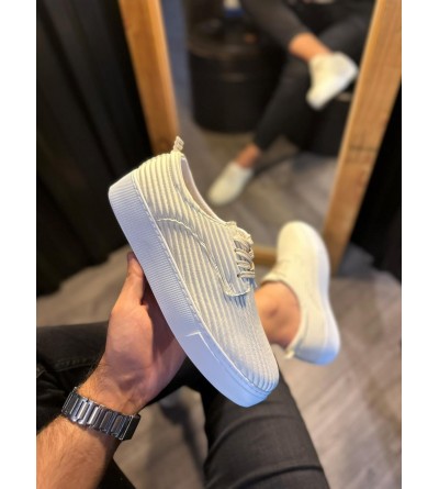 Knack Fitilli Desenli Günlük Ayakkabı 076 Beyaz Knack Fitilli Desenli Günlük Ayakkabı 076 Beyaz