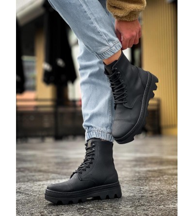 Knack Yüksek Taban Ayakkabı B-023 Siyah (Siyah Taban)