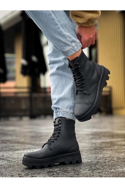 Knack Yüksek Taban Ayakkabı B-023 Siyah (Siyah Taban)