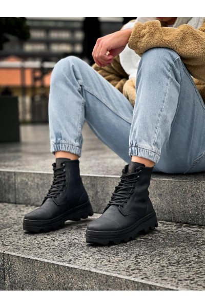 Knack Yüksek Taban Ayakkabı B-023 Siyah (Siyah Taban)