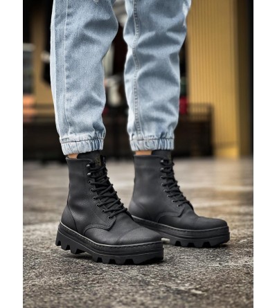 Knack Yüksek Taban Ayakkabı B-023 Siyah (Siyah Taban)