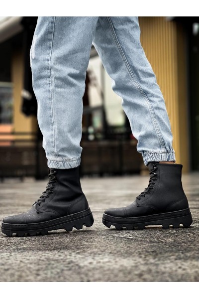 Knack Yüksek Taban Ayakkabı B-023 Siyah (Siyah Taban)