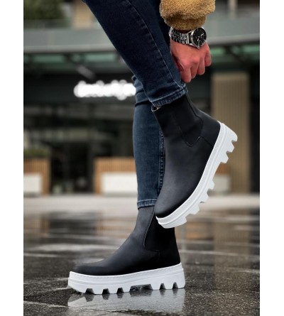 Knack Yüksek Taban Chelsea Bot 113 Siyah (Beyaz Taban)