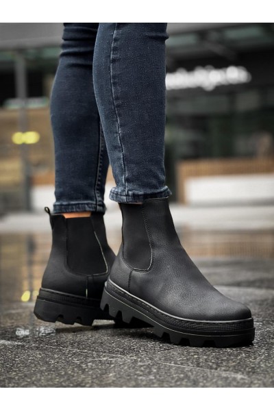 Knack Yüksek Taban Chelsea Bot 113 Siyah (Siyah Taban)