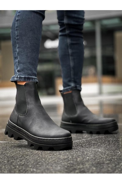 Knack Yüksek Taban Chelsea Bot 113 Siyah (Siyah Taban)