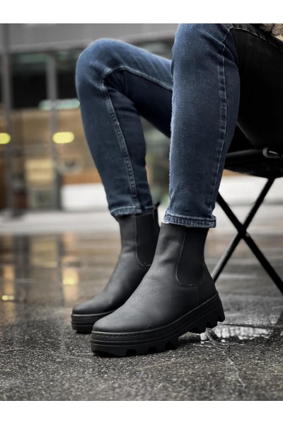 Knack Yüksek Taban Chelsea Bot 113 Siyah (Siyah Taban)