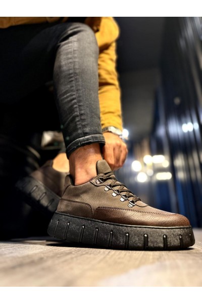 Knack Yüksek Taban Günlük  Ayakkabı 600 Kahverengi (Siyah Taban)