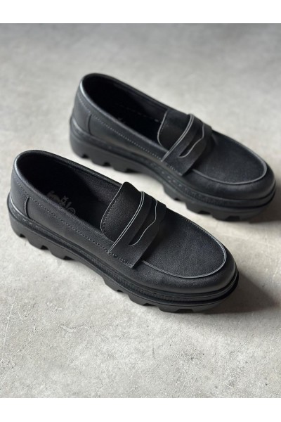Knack Yüksek Taban Klasik Ayakkabı 779 Siyah (Siyah Taban)