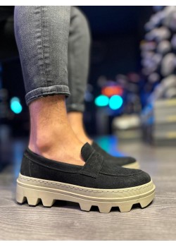 Knack Yüksek Taban Klasik Ayakkabı 779 Siyah Süet