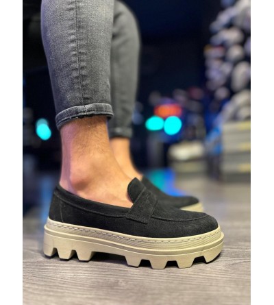 Knack Yüksek Taban Klasik Ayakkabı 779 Siyah Süet