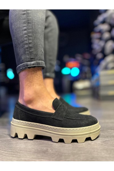 Knack Yüksek Taban Klasik Ayakkabı 779 Siyah Süet