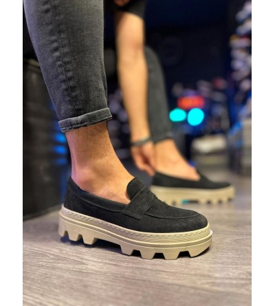 Knack Yüksek Taban Klasik Ayakkabı 779 Siyah Süet