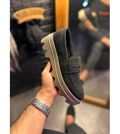 Knack Yüksek Taban Klasik Ayakkabı 779 Siyah Süet