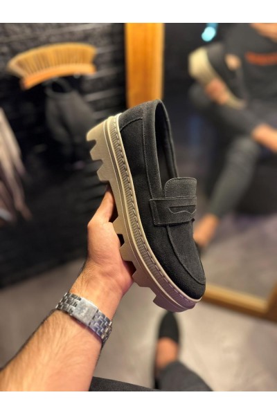 Knack Yüksek Taban Klasik Ayakkabı 779 Siyah Süet