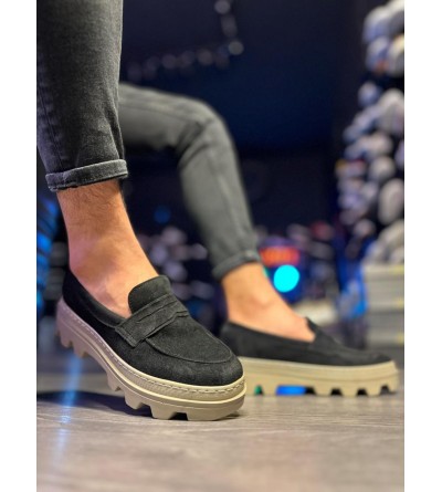 Knack Yüksek Taban Klasik Ayakkabı 779 Siyah Süet