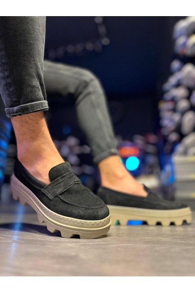 Knack Yüksek Taban Klasik Ayakkabı 779 Siyah Süet