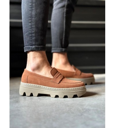 Knack Yüksek Taban Klasik Ayakkabı 779 Taba Süet