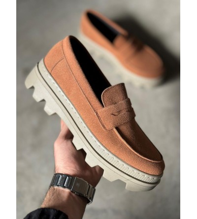 Knack Yüksek Taban Klasik Ayakkabı 779 Taba Süet