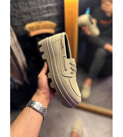 Knack Yüksek Taban Klasik Ayakkabı 780 Vizon Süet