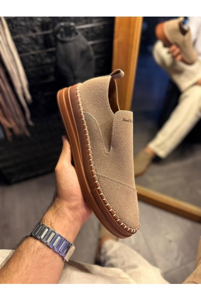 Knack Bağcıksız Mevsimlik Süet Ayakkabı 019 Camel (Süet)