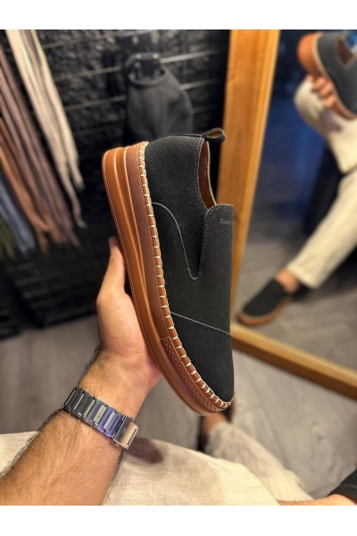 Knack Bağcıksız Mevsimlik Süet Ayakkabı 019 Siyah Knack Bağcıksız Mevsimlik Süet Ayakkabı 019 Siyah