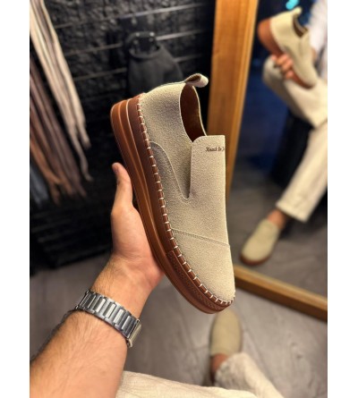 Knack Bağcıksız Mevsimlik Süet Ayakkabı 019 Vizon