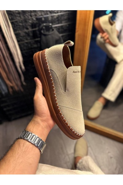 Knack Bağcıksız Mevsimlik Süet Ayakkabı 019 Vizon Knack Bağcıksız Mevsimlik Süet Ayakkabı 019 Vizon