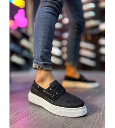 Knack Yüksek Taban Günlük Ayakkabı 700 Siyah (Beyaz Taban)