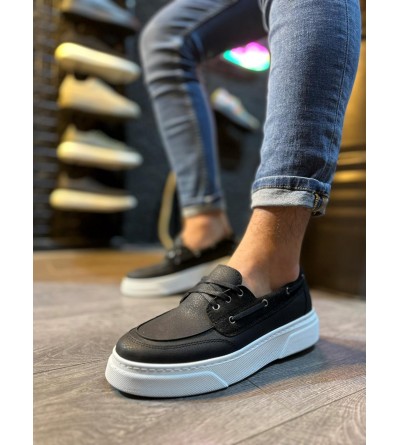 Knack Yüksek Taban Günlük Ayakkabı 700 Siyah (Beyaz Taban)