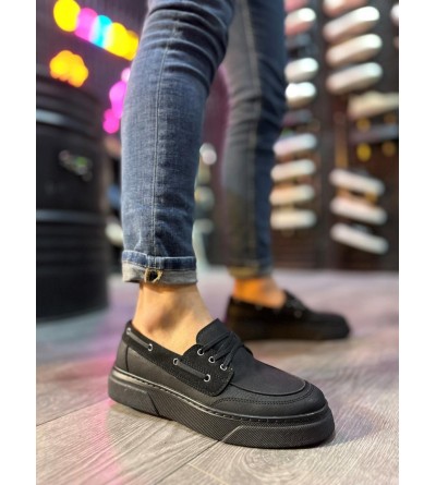 Knack Yüksek Taban Günlük Ayakkabı 700 Siyah (Siyah Taban)