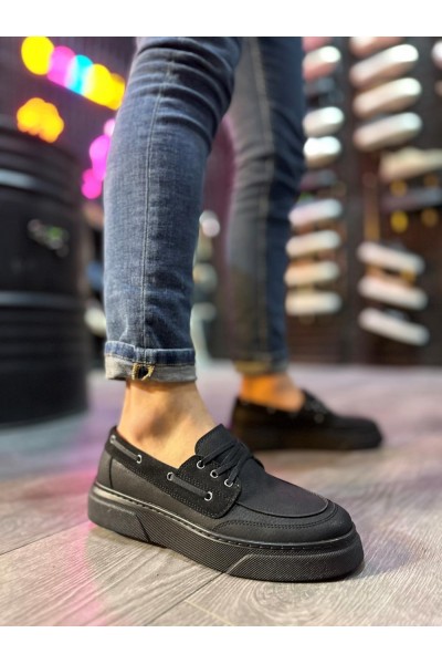 Knack Yüksek Taban Günlük Ayakkabı 700 Siyah (Siyah Taban)