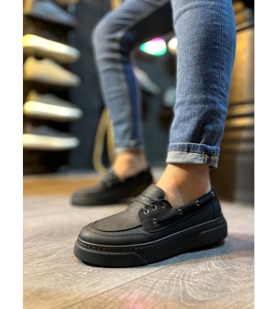 Knack Yüksek Taban Günlük Ayakkabı 700 Siyah (Siyah Taban)