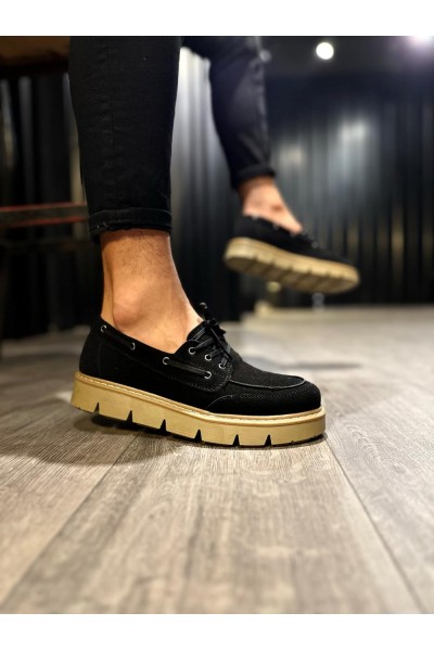 Knack Yüksek Taban Klasik Ayakkabı 778 Siyah Süet